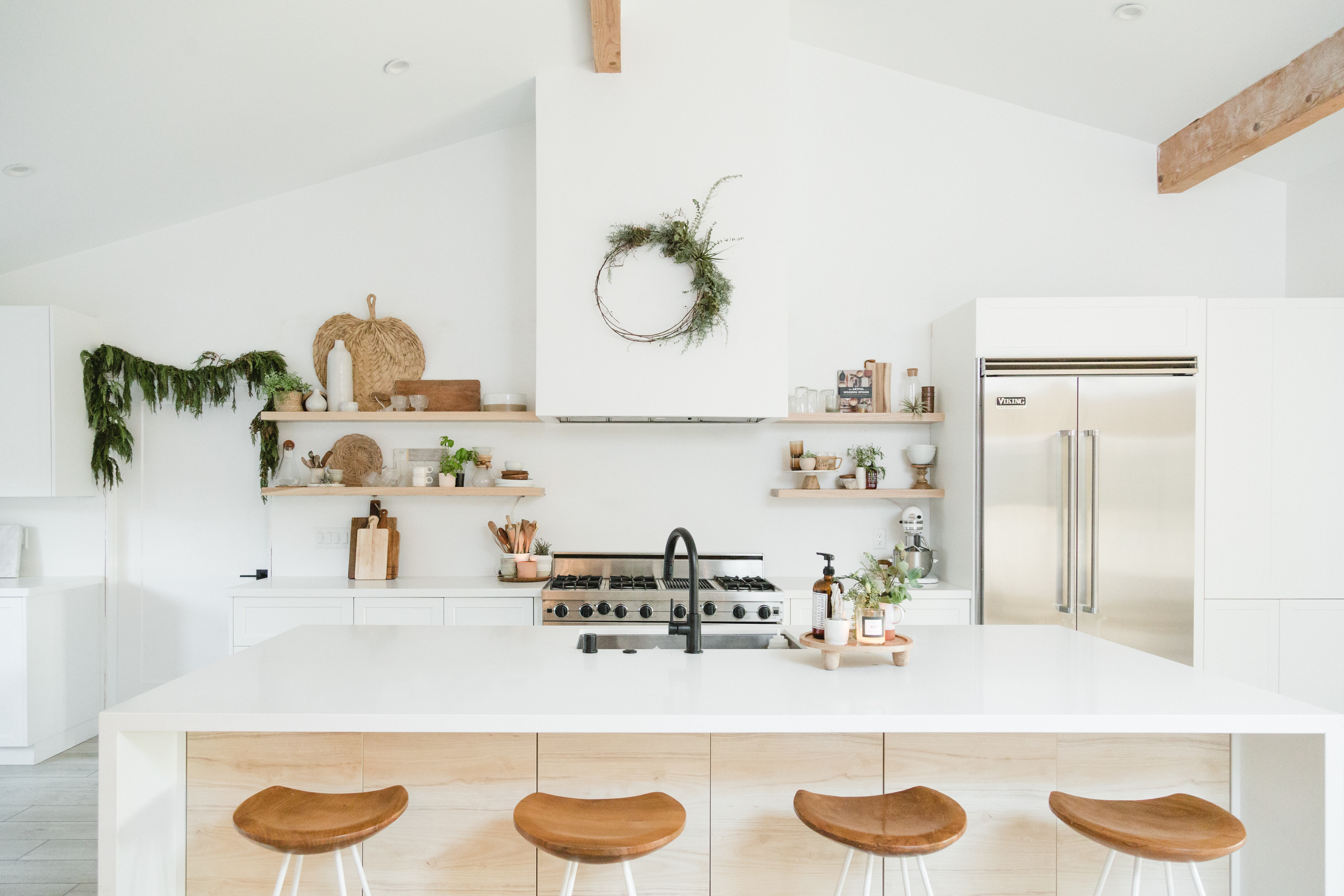 Organized Pantry Closet, Adjustable Shelves, Corkboard Backsplash