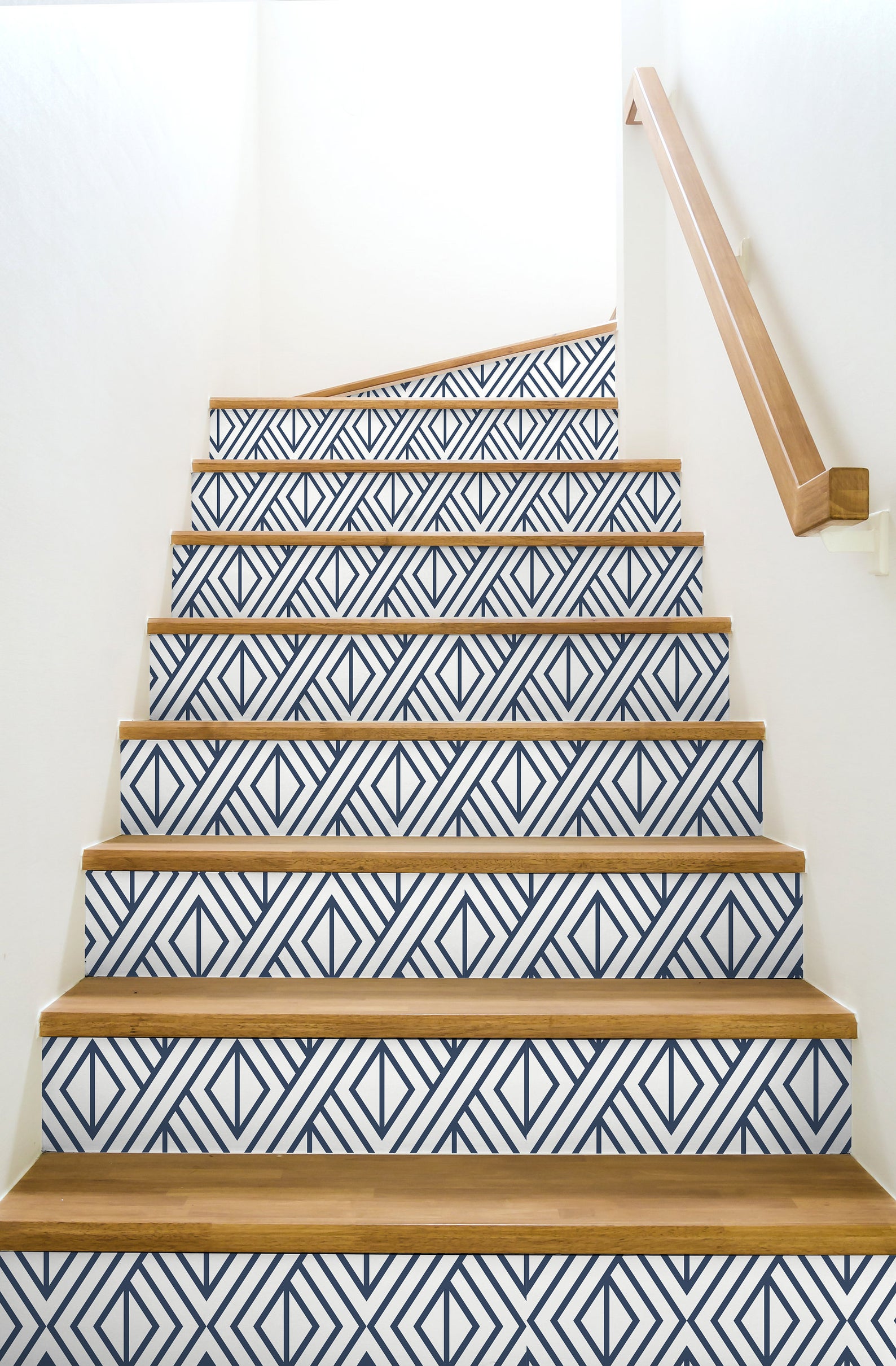 Make Decorative Stair Risers Using Wallpaper  At Charlottes House