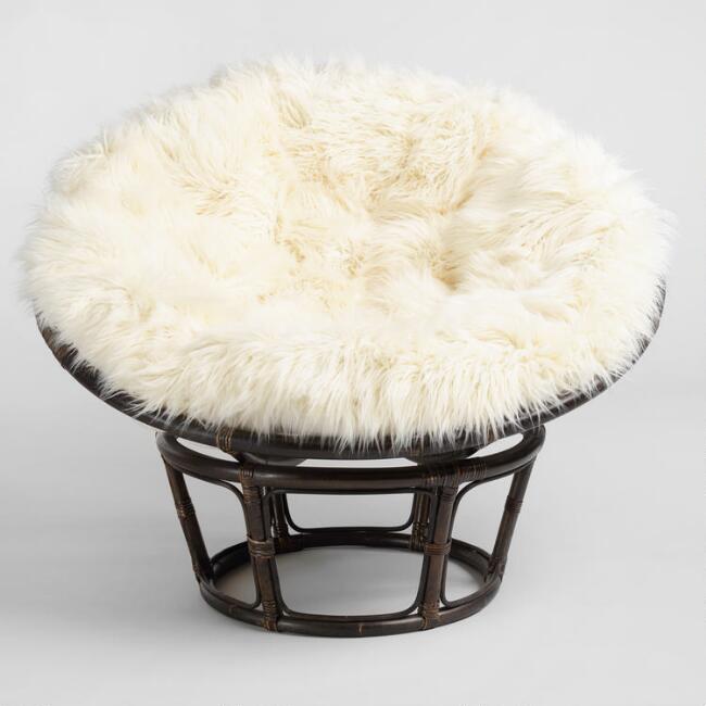 Faux fur papasan chair hot sale