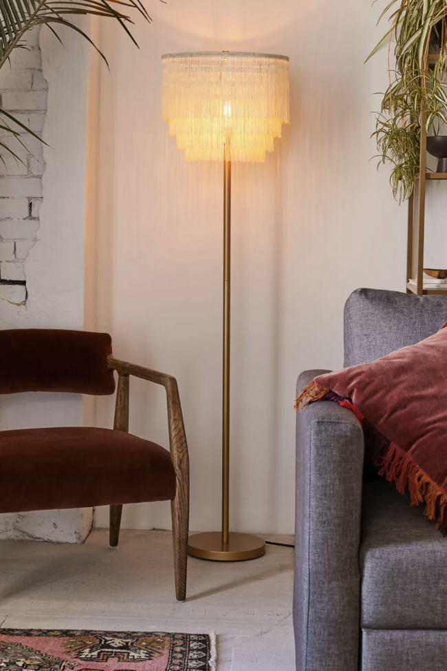 Fringe shade cheap floor lamp