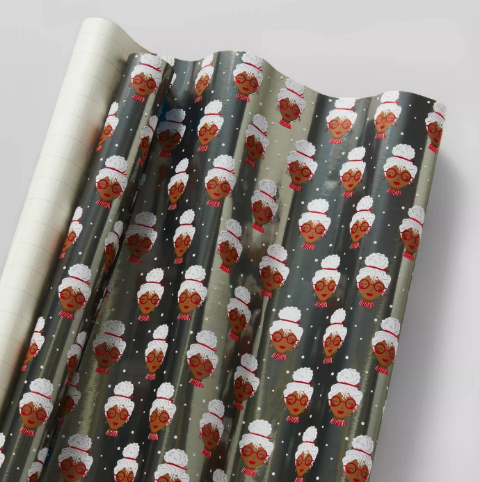 LeZakaa Reversible Christmas Wrapping Paper - Jumbo Roll - Santa