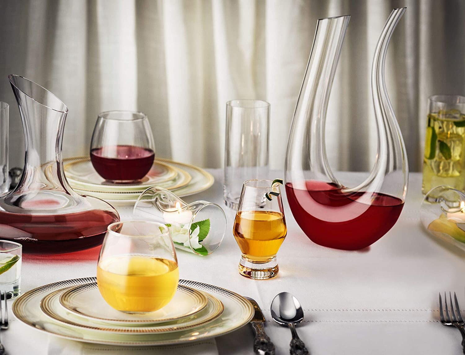 Elixir Glassware Square Wine Glasses Set of 4 - Crystal Wine