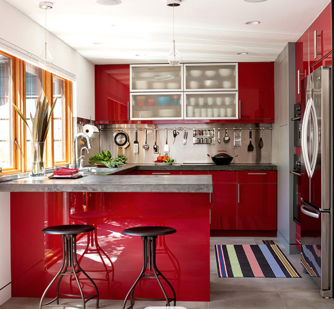 Red Kitchen Cabinets: Pictures, Options, Tips & Ideas