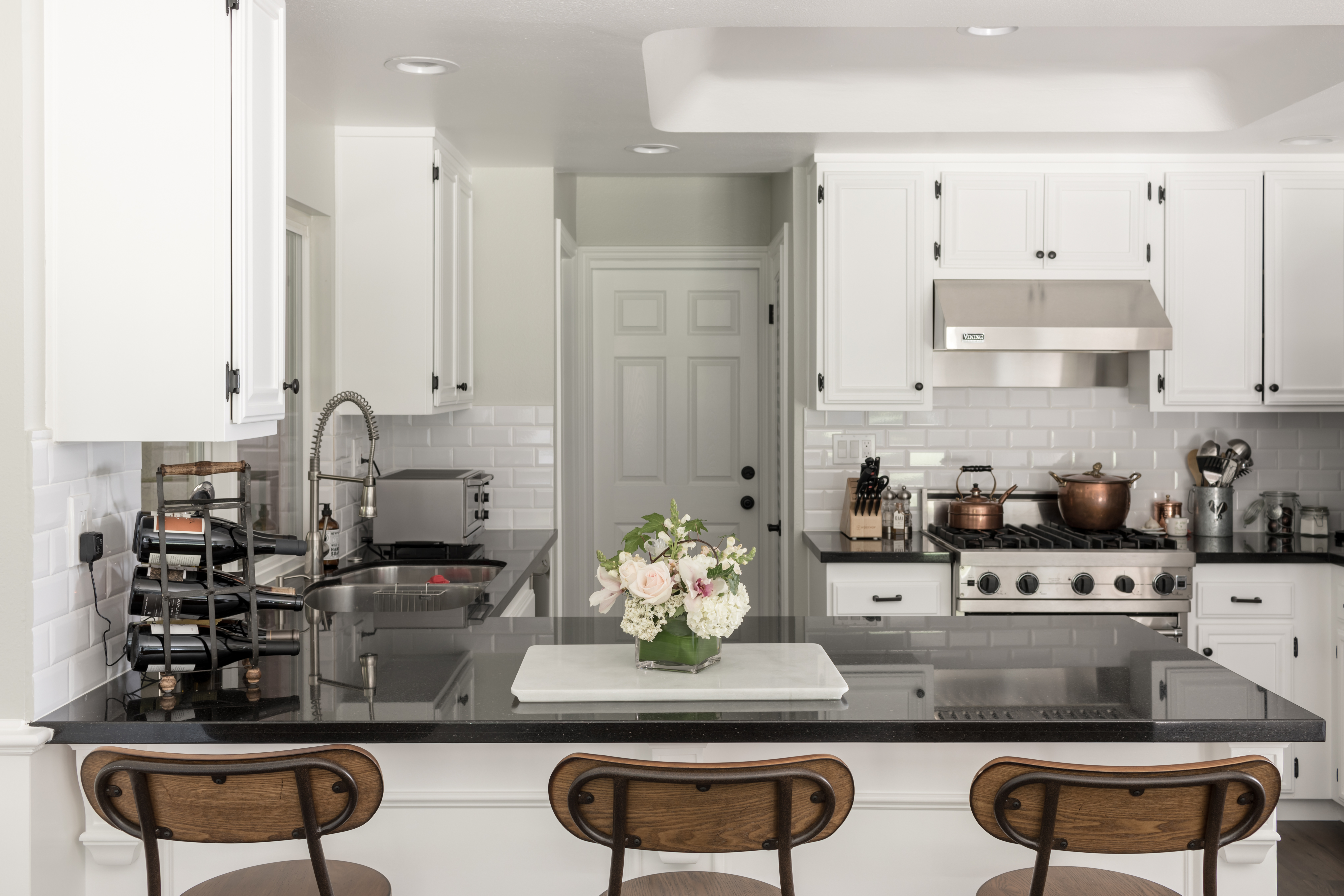 Dark Gray Cabinets Surrounding Viking Refrigerator - Contemporary - Kitchen