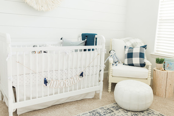 Boy nursery best sale white crib