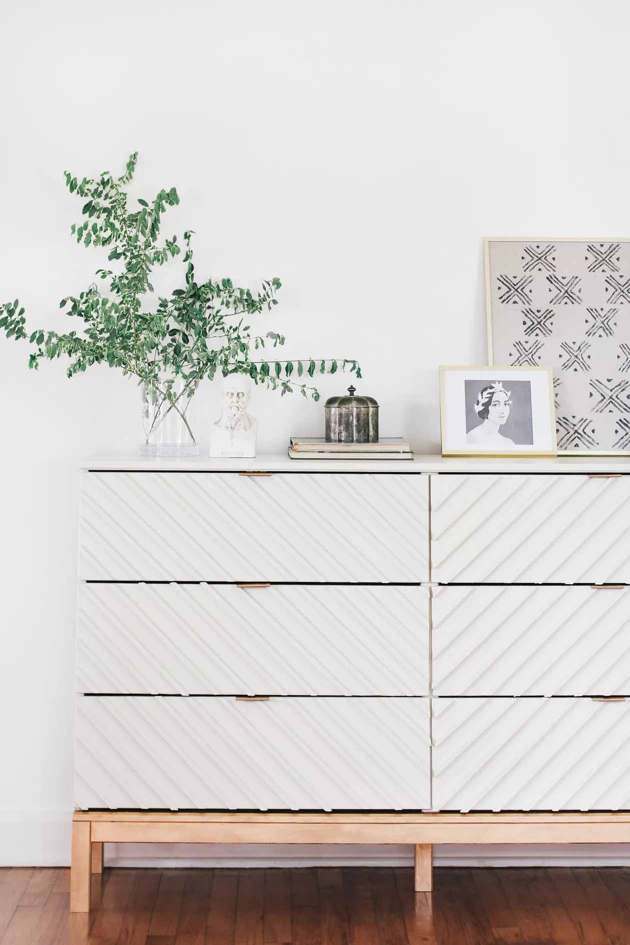 IKEA dresser with diagonal style trim 
