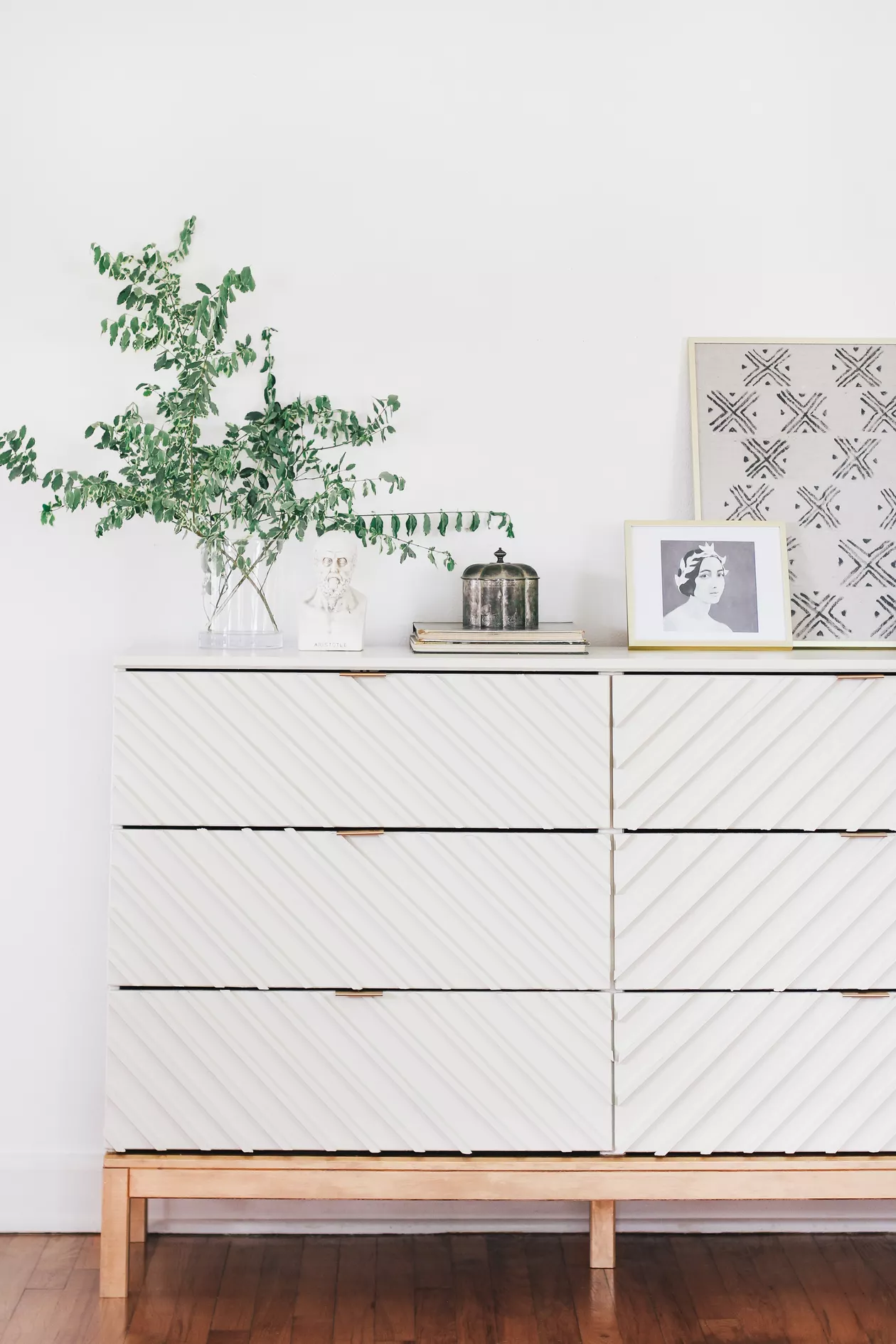 IKEA dresser with diagonal style trim