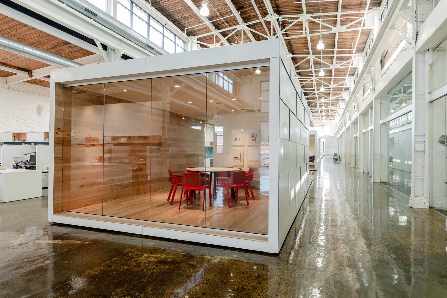 A conference room at Blu Dot HQ