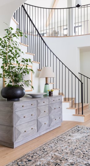 The dramatic light-filled entryway