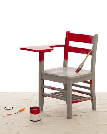 Red Paint over Primer on Furniture (Desk Restoration Series)