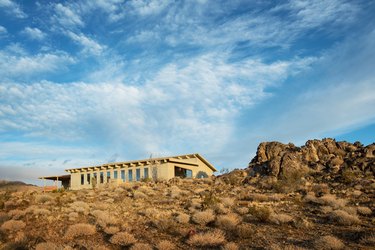 A view of the Landers, California home from below the desert lookout.