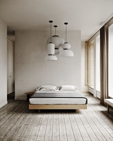 restful wabi sabi bedroom with neutral color palette