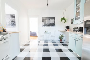 Black and White Checkerboard Kitchen Floor
