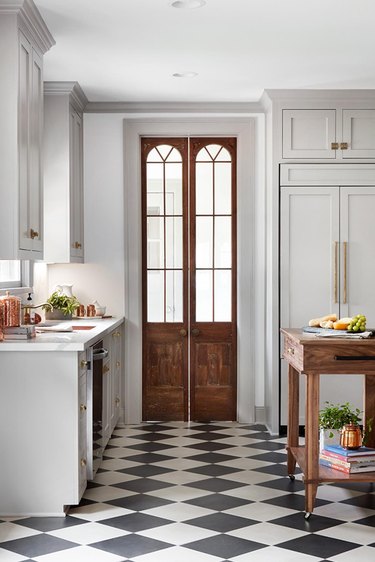 Black and White Checkerboard Kitchen Floor  by Magnolia