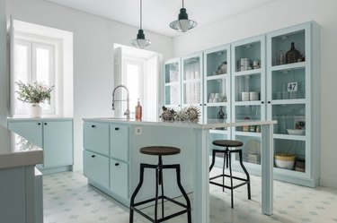 baby blue kitchen cabinets