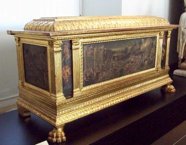 A gold leaf and oil painting hope chest from the Renaissance era