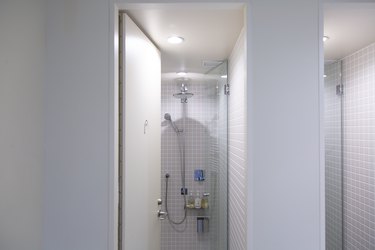 gray tile shower