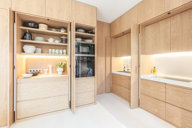 kitchen with wood builtins