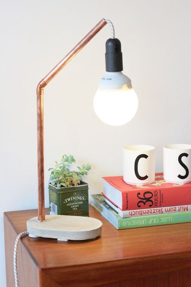 DIY Concrete and Copper Table Lamp