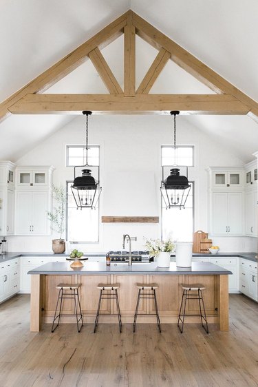 light wood kitchen floors in A-frame space by Studio McGee