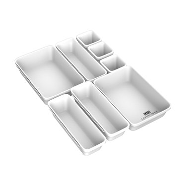 white 8-piece drawer organizer bins