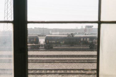 Trains outside the office window