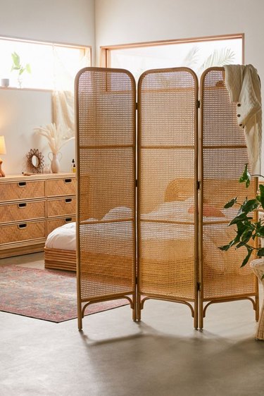 rattan folding room divider