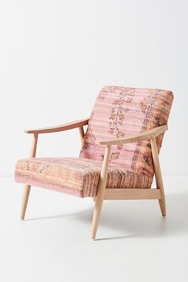 pink rug-printed armchair