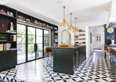 black and white kitchen floor tiles in modern kitchen