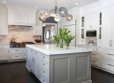 White Kitchen, Gray Island Ideas: Kitchen Island Designs | Hunker