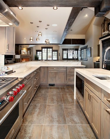 kitchen space with hardwood floor and wood cabinets