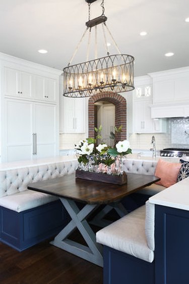 Kitchen island with discount bench and table