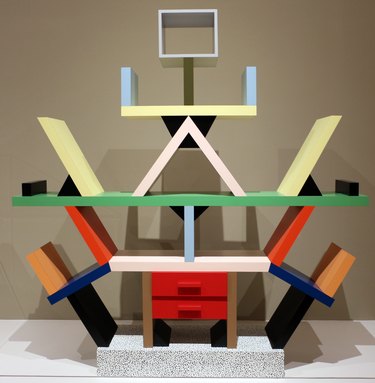 Memphis Design style bookcase designed by Ettore Sottsass