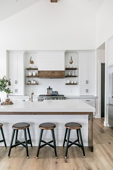 Kitchen island back panel idea with shiplap by Sita Montgomery Interiors