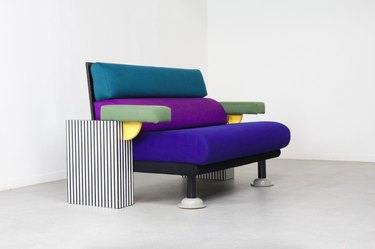 multicolored sofa in Memphis Design style, designed by Michele De Lucchi