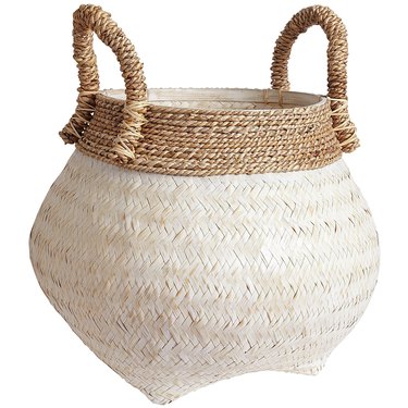 natural white wicker basket with handles