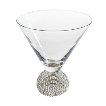silver stembless martini glass
