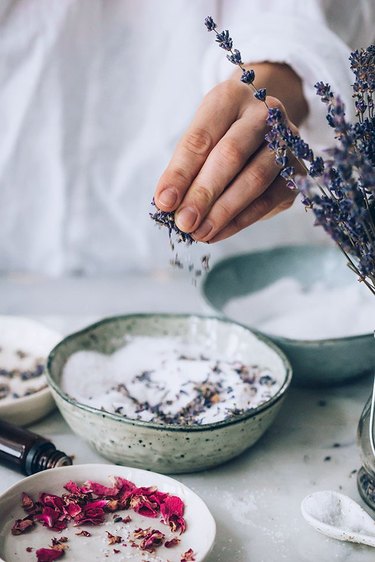DIY bath salts featuring lavender.