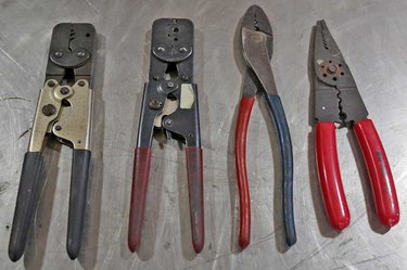 Collection of crimping tools.