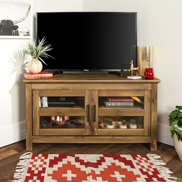 Light wood corner TV unit