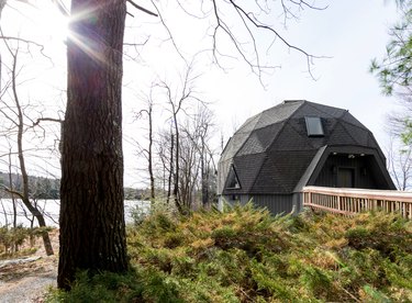 Exterior of  geodesic dome house
