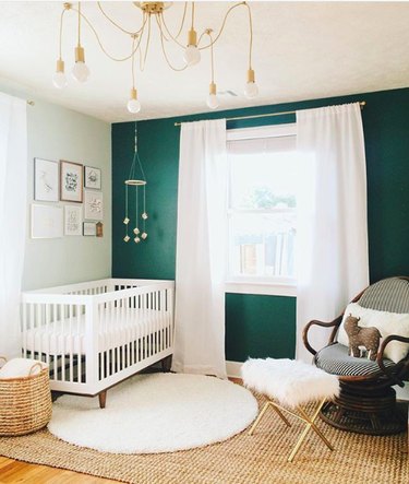 dark green accent wall