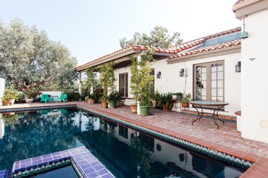 pool lined with brick