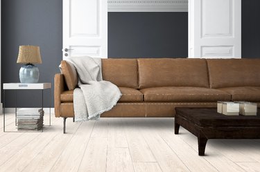 Peel-and-stick vinyl plank flooring in a living room