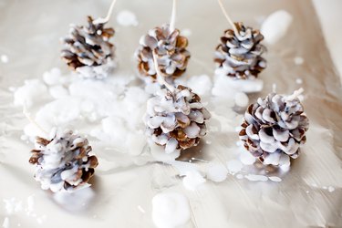 Waxed pine cones