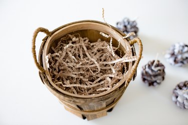 Shredded paper inside basket