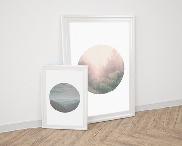 framed porthole style printables with scenes from nature