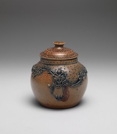 photograph of a stoneware jar by susan stuart frackelton