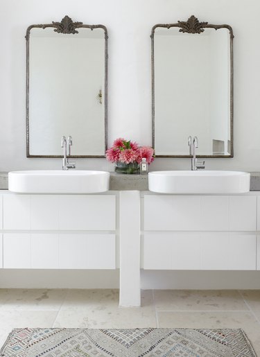 bathroom with concrete countertop