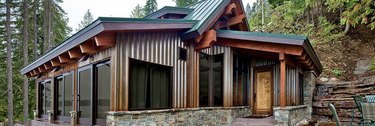 Cabin with corrugated steel siding